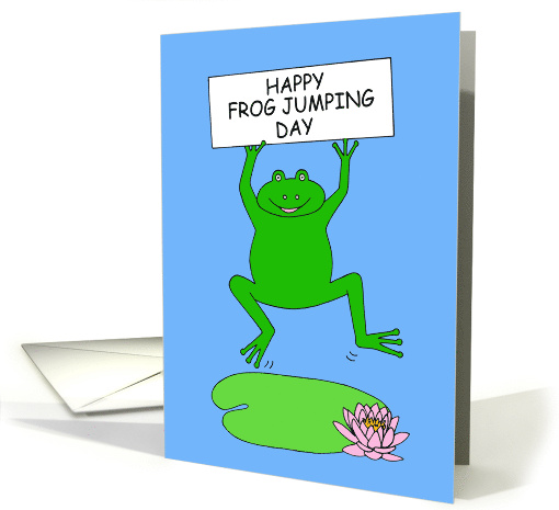 National Frog Jumping Day May 13th Cartoon Leaping Frog card (1684334)