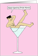 National Pride Month June Man Reclining in Giant Cocktail Glass card