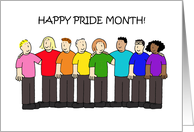 National Pride Month June Cartoon Group Wearing Rainbow Colors card