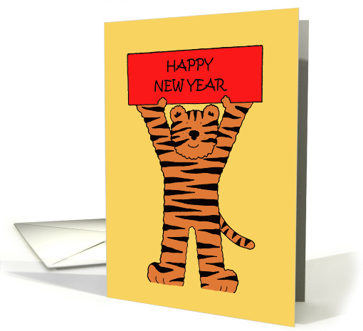 Chinese New Year of the Tiger 2034 Cartoon Tiger Holding a Banner card