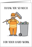 Thank You Sanitation Garbage Waste Worker Cartoon Man card