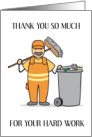Thank You Sanitation Garbage Waste Worker Cartoon Man card