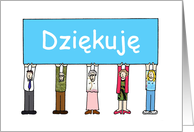 Thank You in Polish Cartoon People Holding a Banner card