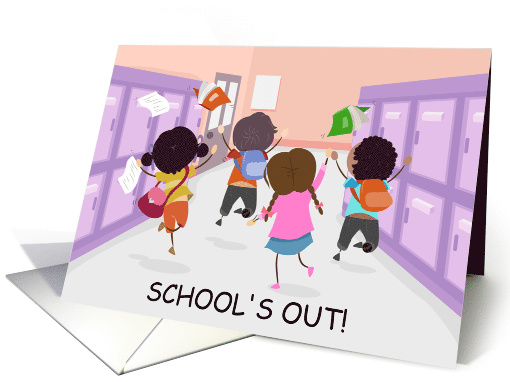 School's Out Cartoon School Children Celebrating card (1689472)