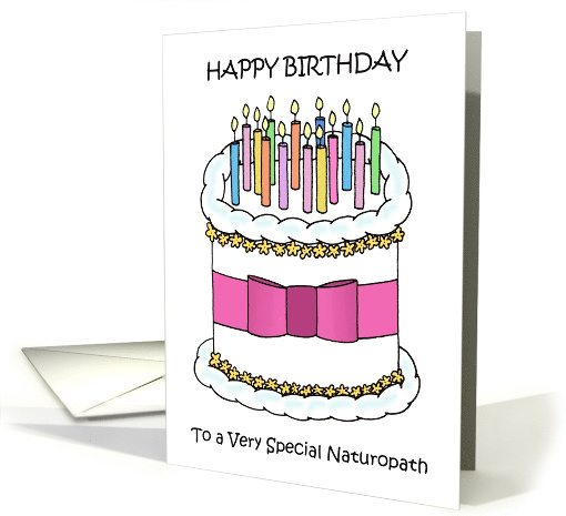 Happy Birthday to Naturopath Cake and Lit Candles card (1692342)