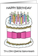 Happy Birthday to Naturopath Cake and Lit Candles card