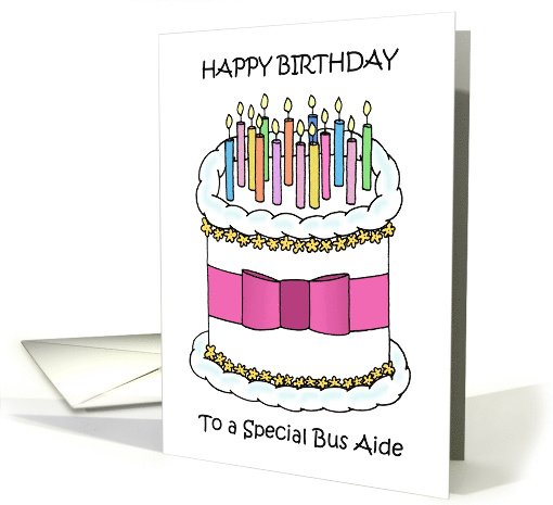Happy Birthday to Bus Aide Cake and Lit Candles card (1692348)