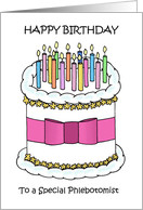 Happy Birthday to Phlebotomist Cake and Lit Candles card