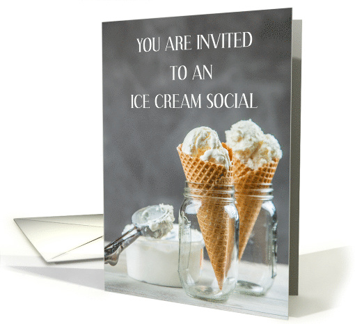 Ice Cream Social Invitation Vanilla Ice Cream Cones card (1693396)