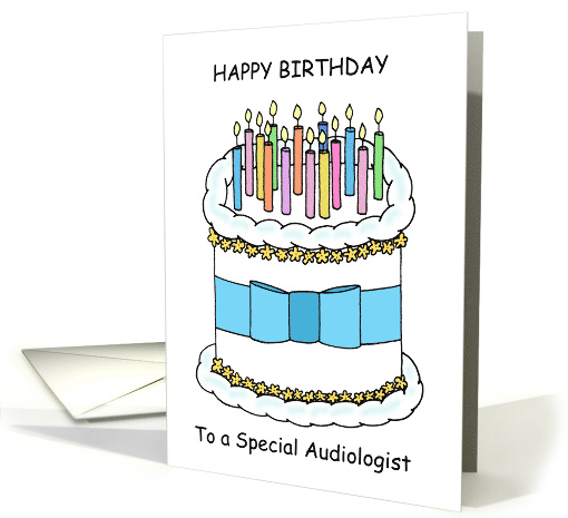 Happy Birthday Audiologist Cartoon Cake and Candles card (1693674)