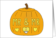Male Couple Halloween Wedding Congratulations Carved Pumpkin card