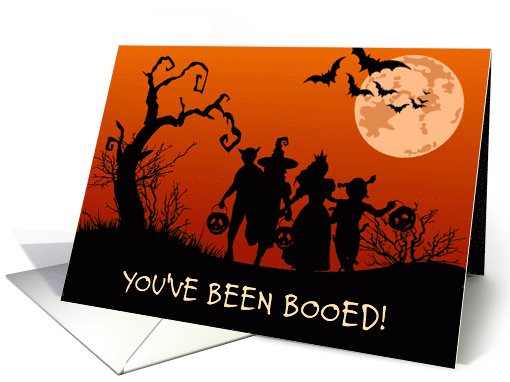 You've Been Booed Halloween Costume Silhouettes at Night card