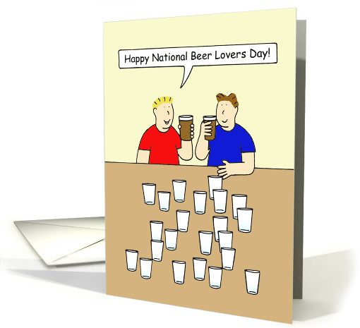 National Beer Lovers Day September 7th Cartoon Men Drinking Beer card