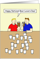 National Beer Lovers Day September 7th Cartoon Men Drinking Beer card