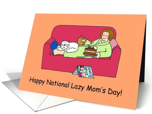 National Lazy Mom's Day September 3rd Cartoon Lady on a Sofa card