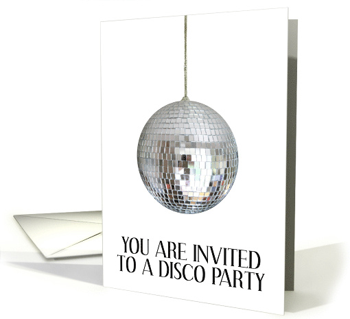 Disco Party Invitation Hanging Silver Glitterball card (1698840)