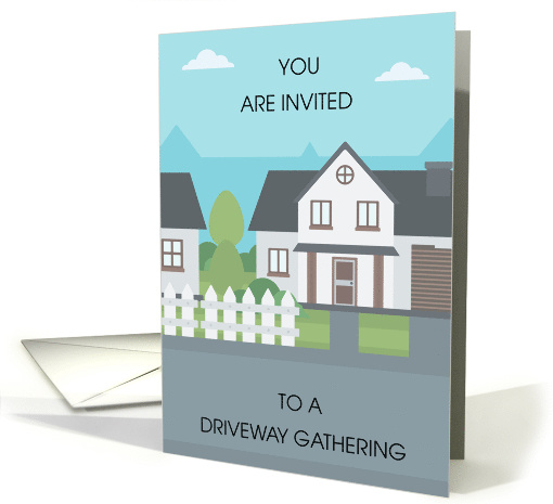 Driveway Gathering Invitation House and White Picket Fence card