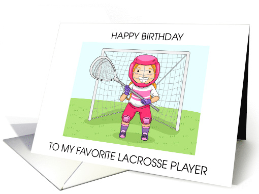 Happy Birthday Lacrosse Player Female Goalie Cartoon card (1700478)