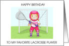 Happy Birthday Lacrosse Player Female Goalie Cartoon card