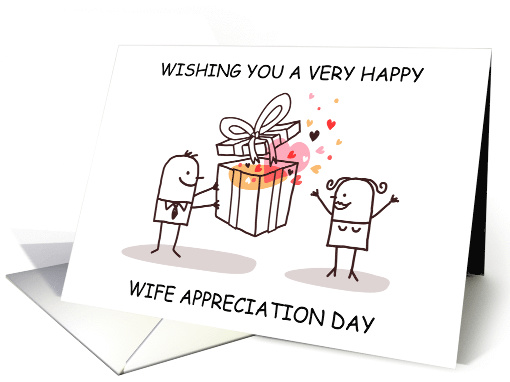 Wife Appreciation Day September Cartoon Couple and Gift Box card
