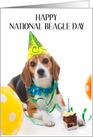National Beagle Day April 22nd Dog in Party Hat with Cake card