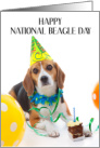 National Beagle Day April 22nd Dog in Party Hat with Cake card