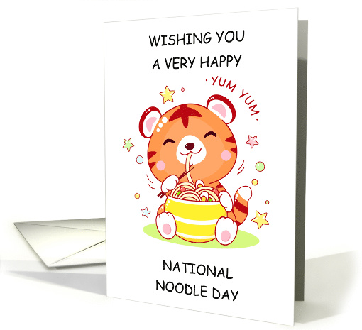 National Noodle Day October 6th Cartoon Tiger Eating card (1704240)