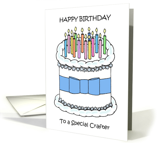 Happy Birthday to Crafter Cartoon Cake and Candles card (1704498)