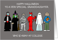 Happy Halloween To Granddaughter Away at College Spooky Characters card
