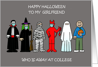 Happy Halloween To Girlfriend Away at College Spooky Characters card