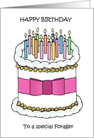 Happy Birthday to Forager Simple Illustrated Cake and Candles card