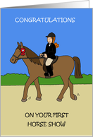 Congratulations First Horse Show Horse and Rider Cartoon card
