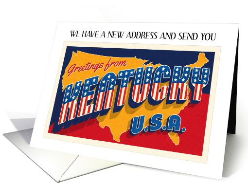 New Address in Kentucky Patriotic USA Greetings from Map card