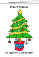 Happy Christmas to Travel Agent Decorative Tree and Baubles card