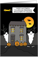 Happy Halloween Grandson Away at College Spooky House card