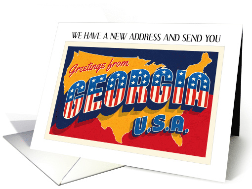 New Address in Georgia Announcement Patriotic Retro Map card (1708544)
