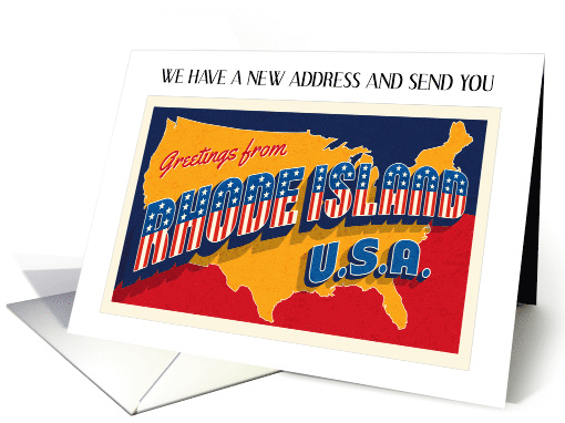 New Address in Rhode Island Announcement Patriotic Retro Map card