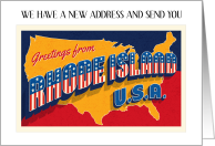 New Address in Rhode Island Announcement Patriotic Retro Map card
