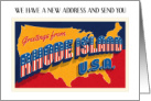 New Address in Rhode Island Announcement Patriotic Retro Map card