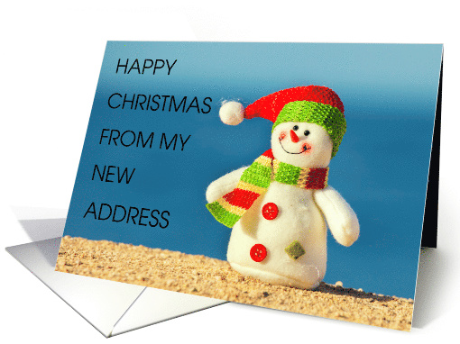 Happy Christmas from My New Address Snowman Beach Scene card (1709448)
