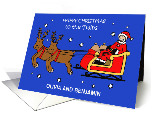 Happy Christmas to the Twins to Customise Any Names card (1709912)