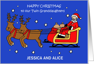 Happy Christmas to the Twin Granddaughters to Customise Any Names card