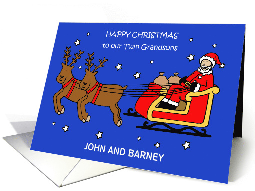 Happy Christmas to the Twin Grandsons to Customise Any Names card