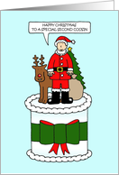 Happy Christmas to Second Cousin Cake Reindeer and Santa card