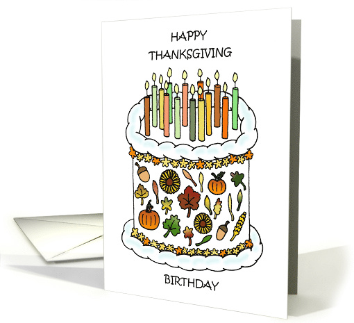 Happy Thanksgiving Birthday Autumnal Decorated Cake and... (1711834)