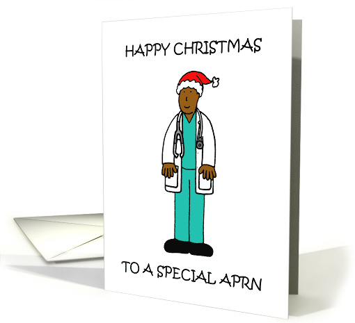 Happy Christmas APRN African American Male Nurse card (1712258)