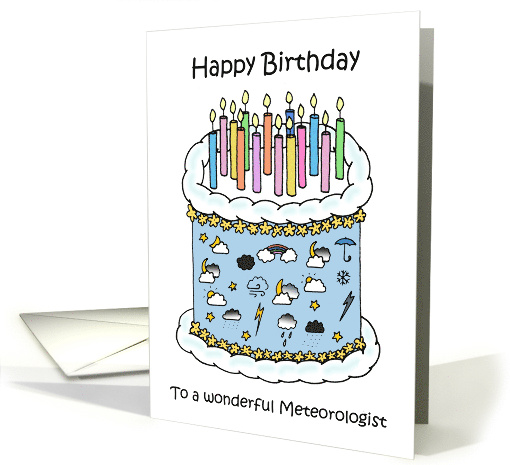 Happy Birthday to Meteorologist Weather Icon Decorated Cake card