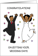 Congratulations on Setting Wedding Date Bride Groom and Confetti card