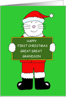 Happy First Christmas Great Great Grandson Cartoon White Cat card