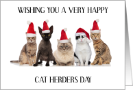 National Cat Herders Day December 15th Cats in Santa Hats card